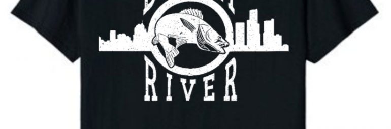 Detroit River Skyline Walleye T-Shirt