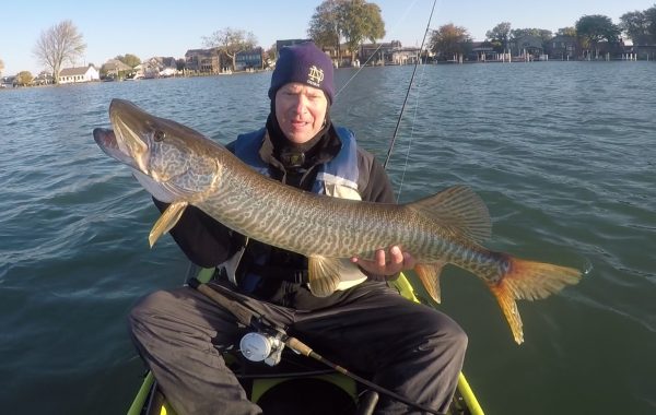 Tiger Musky Trolling on Hobie Kayak Lake St. Clair