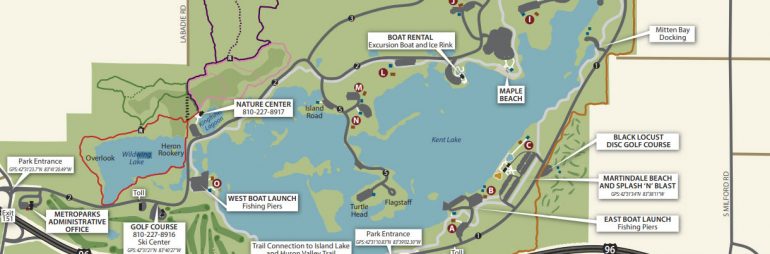 Old & New Kent Lake Map of Huron River