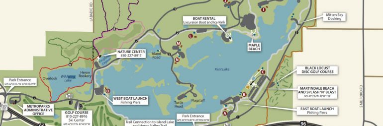 Old & New Kent Lake Map of Huron River