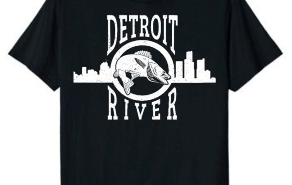 Detroit River Skyline Walleye T-Shirt